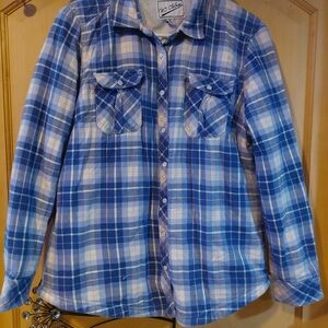 BC Clothing Blue Plaid Button-Up coat